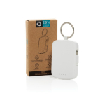 Eco keyring power bank with integrated cables 2000 mAh white colour view with box