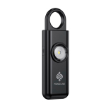 Smart personal alarm with light and USB-C charging 150 dB black colour view with logo
