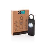 Smart personal alarm with light and USB-C charging 150 dB black colour view with box
