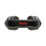 Foldable over-ear headphones with removable USB-C battery black colour view with logo