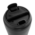 Plastic thermal coffee mug with drip-proof lid 220ml black colour sixth view