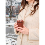 Plastic thermal coffee mug with drip-proof lid 220ml red colour ambient view 2