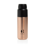 Vacuum insulated anti-drip flask with integrated cup 500 ml taupe colour view with logo