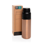 Vacuum insulated anti-drip flask with integrated cup 500 ml taupe colour view with box