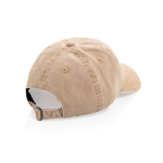 6-panel washed-effect cap in recycled cotton 270 g/m² beige colour second view