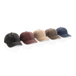 6-panel washed-effect cap in recycled cotton 270 g/m² beige colour general view
