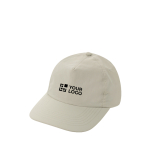Lightweight, breathable 5-panel cap in recycled nylon beige colour printing view