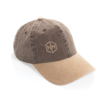 Two-tone 6-panel cotton cap with adjustable fastening 270 g/m² brown colour view with logo