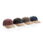 Two-tone 6-panel cotton cap with adjustable fastening 270 g/m² brown colour general view