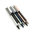 Triangular recycled plastic click pen with blue ink black colour general view
