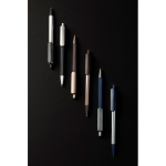 Triangular recycled plastic click pen with blue ink black colour ambient view