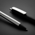 Triangular recycled plastic click pen with blue ink black colour ambient view 2