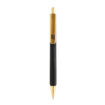 Ergonomic three-sided soft-touch pen with blue ink black colour view with logo