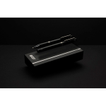 Swiss Peak metal writing set with ballpoint pen and rollerball, blue ink black colour ambient view