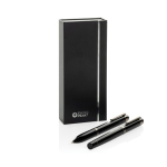Swiss Peak metal writing set with ballpoint pen and rollerball, blue ink black colour second view with box