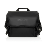 Crossbody bag with RFID and 9.8L capacity Swiss Peak 15.6” black colour view with logo
