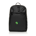 Laptop backpack with compartments and 16L capacity Swiss Peak 15.6” black colour view with logo