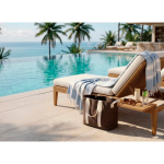 Recycled canvas beach bag with washed finish 400 g/m² brown colour ambient view