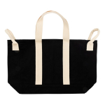 Recycled canvas beach bag with washed finish 400 g/m² black colour second view