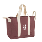 Recycled canvas beach bag with washed finish 400 g/m² dark brown colour printing view