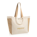 Recycled canvas shopper-weekender bag, 18L capacity, 400 g/m² off white colour view with logo