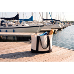 Recycled cotton tote bag with message design 20L 350 g/m² black colour ambient view