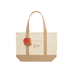 Recycled cotton tote bag with message design 20L 350 g/m² off white colour view with logo