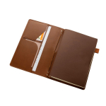 Refillable A5 PU notebook with pockets and elastic closure, lined pages brown colour third view
