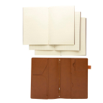 Refillable A5 PU notebook with pockets and elastic closure, lined pages brown colour sixth view