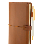 Refillable A5 PU notebook with pockets and elastic closure, lined pages brown colour seventh view