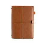 Refillable A5 PU notebook with pockets and elastic closure, lined pages brown colour eighth view