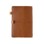 Refillable A5 PU notebook with pockets and elastic closure, lined pages brown colour ninth view