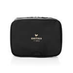 Swiss Peak 4L foldable wash bag with internal organisation black colour view with logo