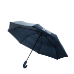 Automatic folding umbrella 21'' matte synthetic leather handle Ø108 navy-blue colour printing view