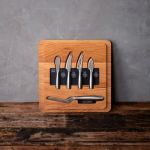 Cheese set with European oak board Boska 29 x 29cm brown colour