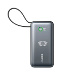 Customisable fast-charging 10000 mAh Anker power bank black colour view with logo