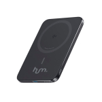 Ultra-thin power bank with 15W wireless charging 5000 mAh Anker Nano black colour view with logo