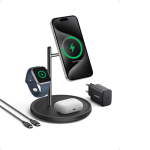 Anker MagGo Qi2 15W 3-in-1 wireless charging stand black colour third view