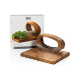Kitchen set with rocking knife and chopping board AdHoc RoccaVerde brown colour view with box