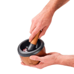 Cast iron mortar with handle and non-slip feet Crush AdHoc brown colour fourth view