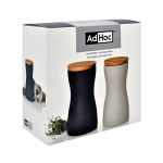 Salt and pepper mill set with aroma-protecting lid AdHoc black colour view with box