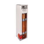 AdHoc Duomill acacia wood double salt and pepper mill brown colour view with box