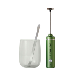 Matcha set in gift box with glass and frother 250 ml AdHoc Chado green colour printing view