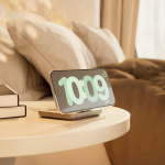 Magnetic bedside Qi2 charger custom made USB-C 20W Zens white colour ambient view