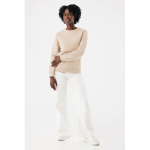 Unisex crew neck sweatshirt with fleece modern fit 340 g/m² Iqoniq Torla camel colour model view