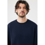 Unisex crew neck sweatshirt with fleece modern fit 340 g/m² Iqoniq Torla navy-blue colour fourth model view