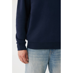 Unisex crew neck sweatshirt with fleece modern fit 340 g/m² Iqoniq Torla navy-blue colour fifth model view