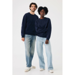 Unisex crew neck sweatshirt with fleece modern fit 340 g/m² Iqoniq Torla navy-blue colour