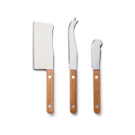 Cheese set with board and 3 stainless steel knives brown colour second view