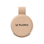 Eco-friendly foldable 2-in-1 wireless charger with USB-C and 15W ivory colour view with logo